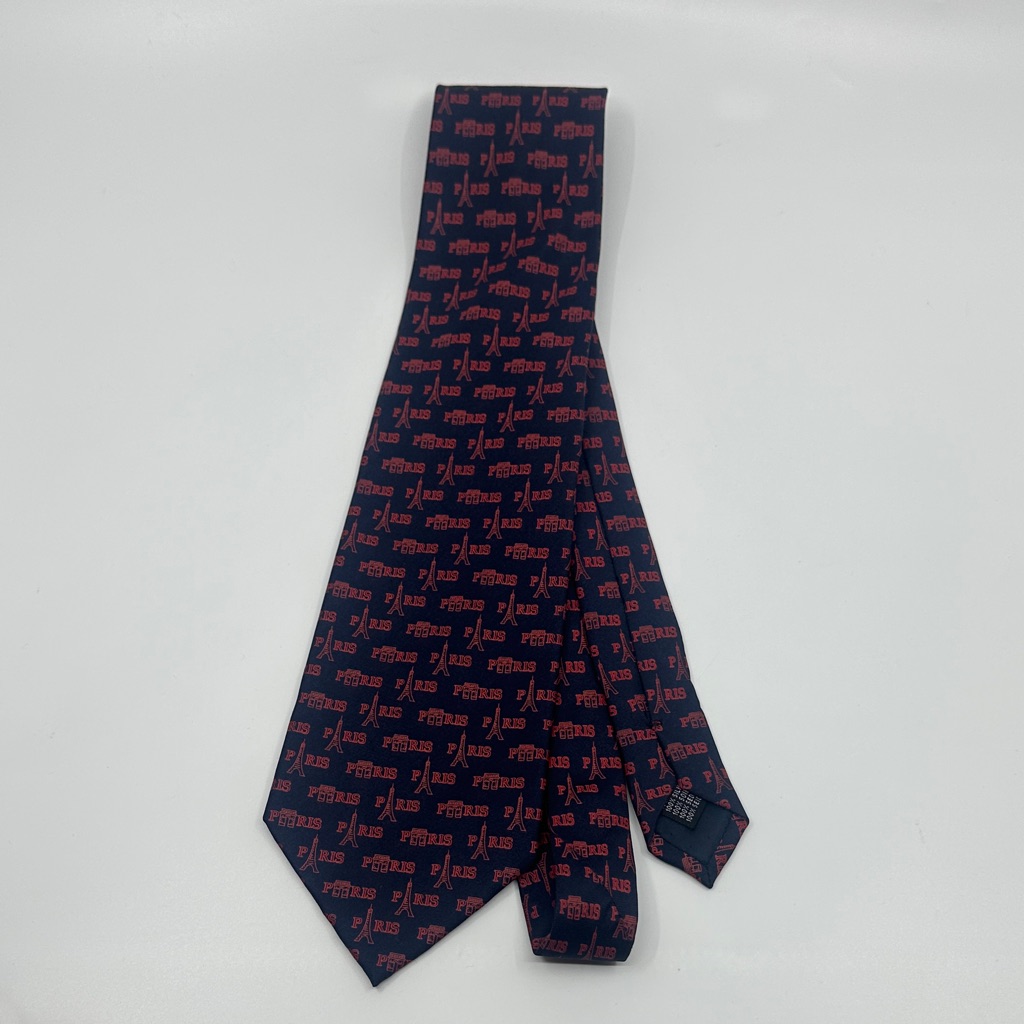Nicole Beauvoir Paris 100% Silk Navy And Red Patterned Paris Tie